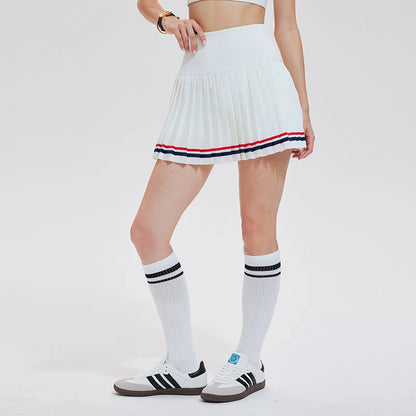 Women's Sporty Tennis Skirt Quick Dry Half-length Fitness Yoga Badminton with Lining Fashionable Pleated Short Skirt