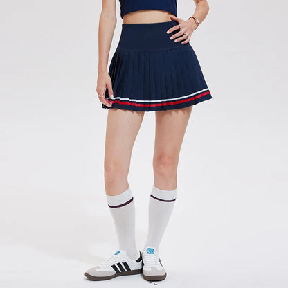 Women's Sporty Tennis Skirt Quick Dry Half-length Fitness Yoga Badminton with Lining Fashionable Pleated Short Skirt
