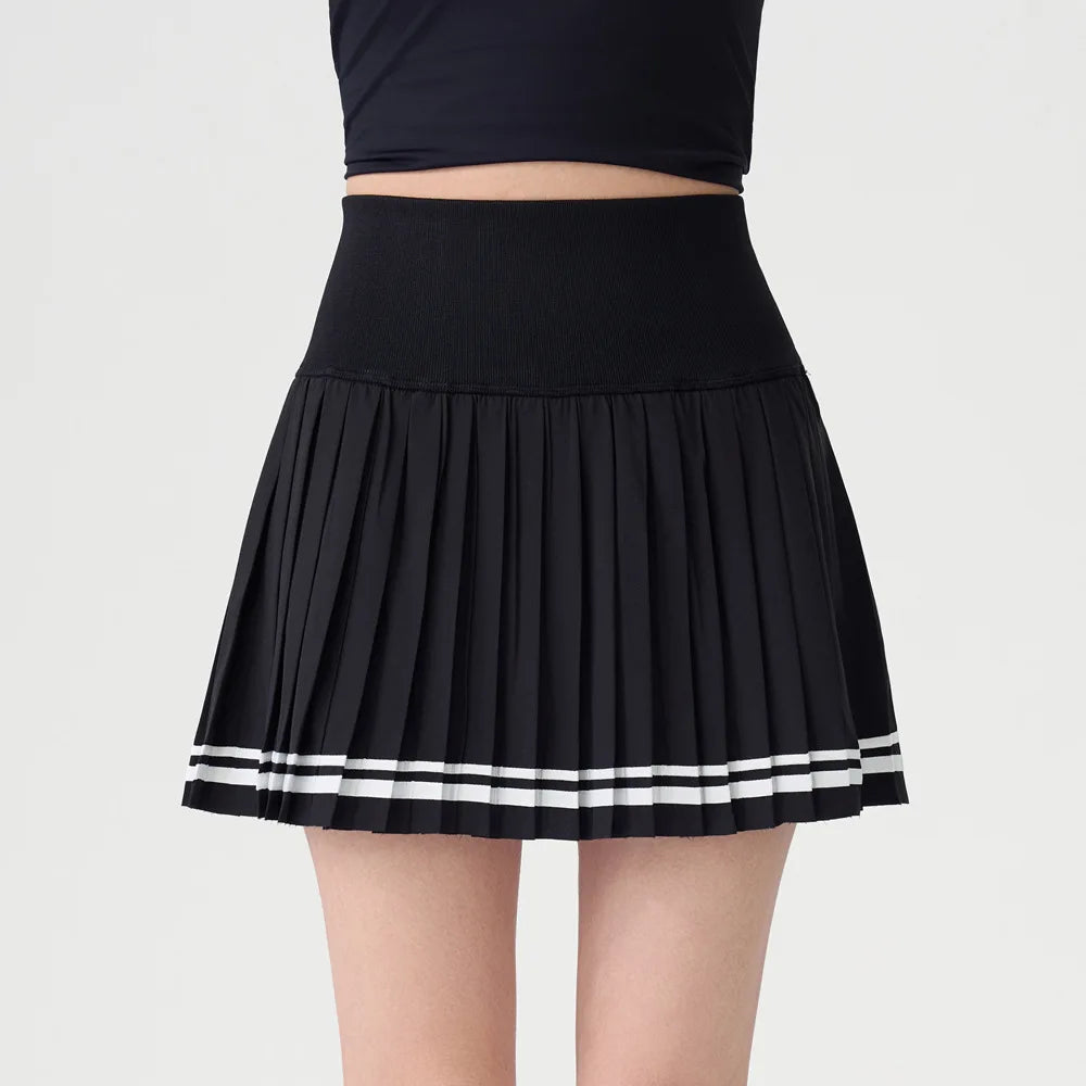 Women's Sporty Tennis Skirt Quick Dry Half-length Fitness Yoga Badminton with Lining Fashionable Pleated Short Skirt