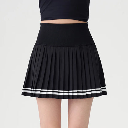 Women's Sporty Tennis Skirt Quick Dry Half-length Fitness Yoga Badminton with Lining Fashionable Pleated Short Skirt