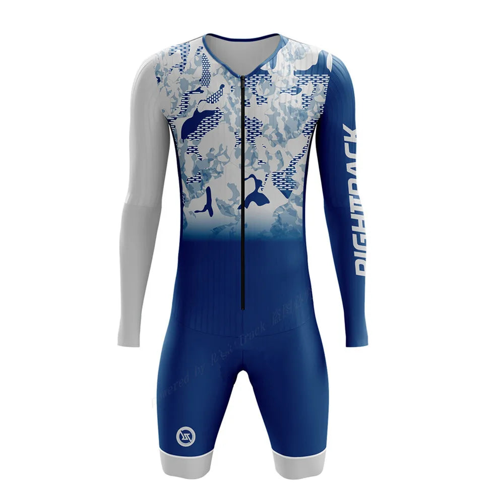 Righttrack Sport Men's Cycling Skinsuit Performance Long Sleeve Quick Dry Uv Protection Speedsuit Trisuit Road Bike Mtb Clothing