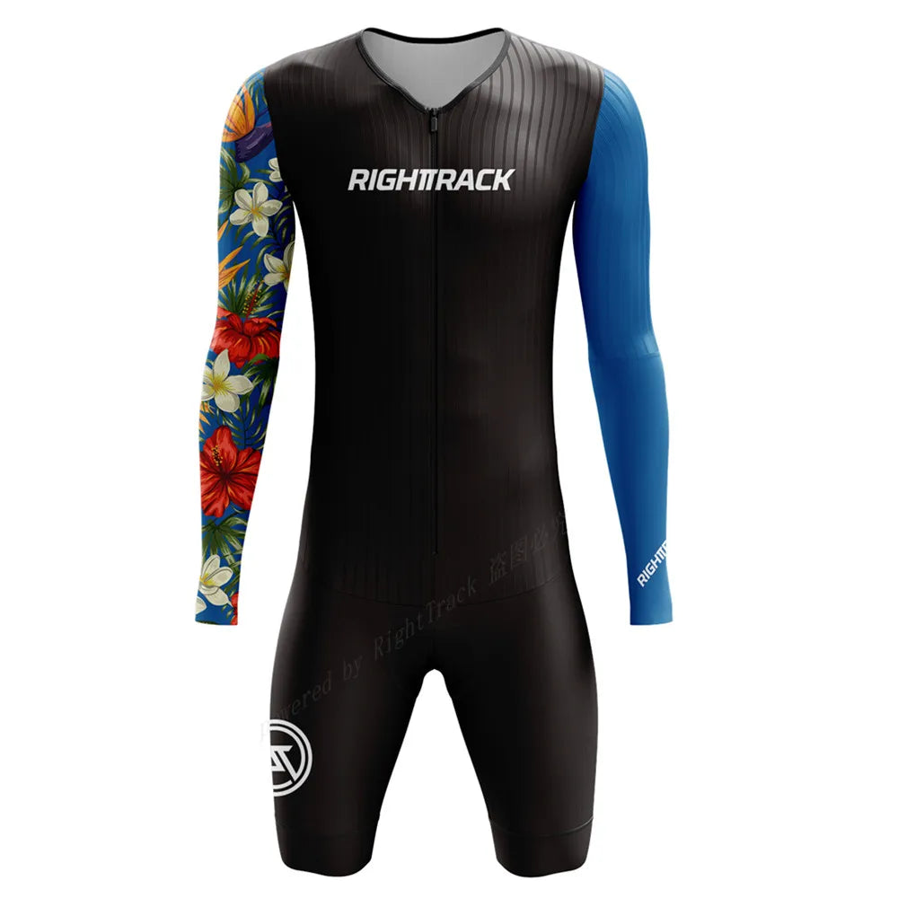 Righttrack Sport Men's Cycling Skinsuit Performance Long Sleeve Quick Dry Uv Protection Speedsuit Trisuit Road Bike Mtb Clothing
