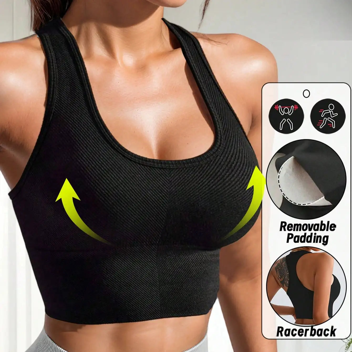 Sports Bras Workout Training Brassiere Seamless Removable Padding Bralette Summer Gym Crop Tops Outdoor Casual