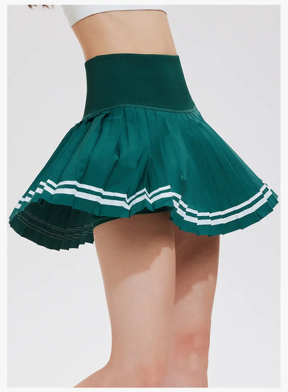 Women's Sporty Tennis Skirt Quick Dry Half-length Fitness Yoga Badminton with Lining Fashionable Pleated Short Skirt