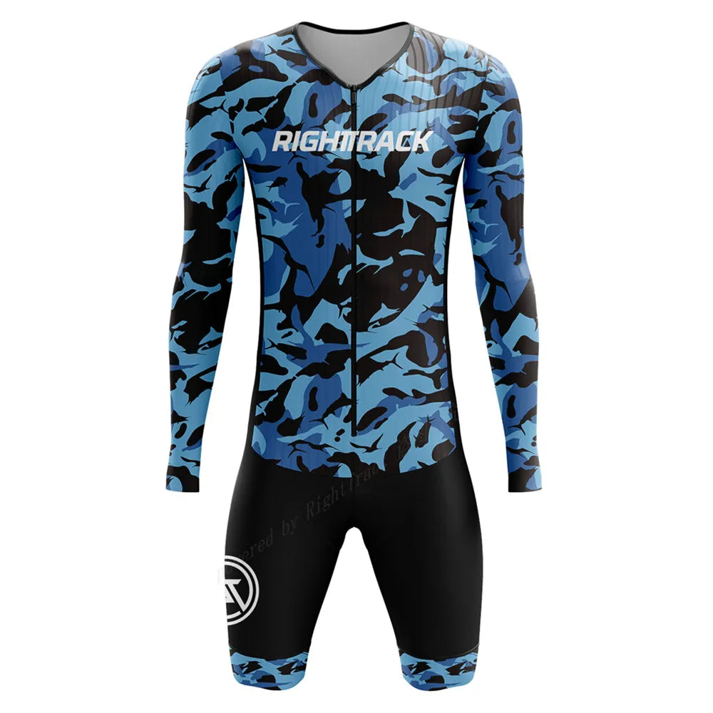 Righttrack Sport Men's Cycling Skinsuit Performance Long Sleeve Quick Dry Uv Protection Speedsuit Trisuit Road Bike Mtb Clothing