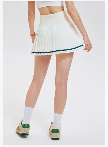 Women's Sporty Tennis Skirt Quick Dry Half-length Fitness Yoga Badminton with Lining Fashionable Pleated Short Skirt