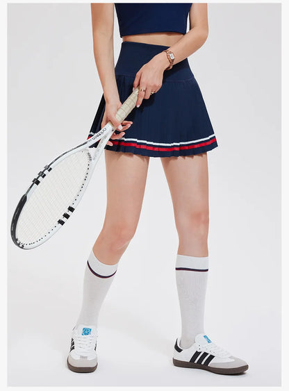 Women's Sporty Tennis Skirt Quick Dry Half-length Fitness Yoga Badminton with Lining Fashionable Pleated Short Skirt