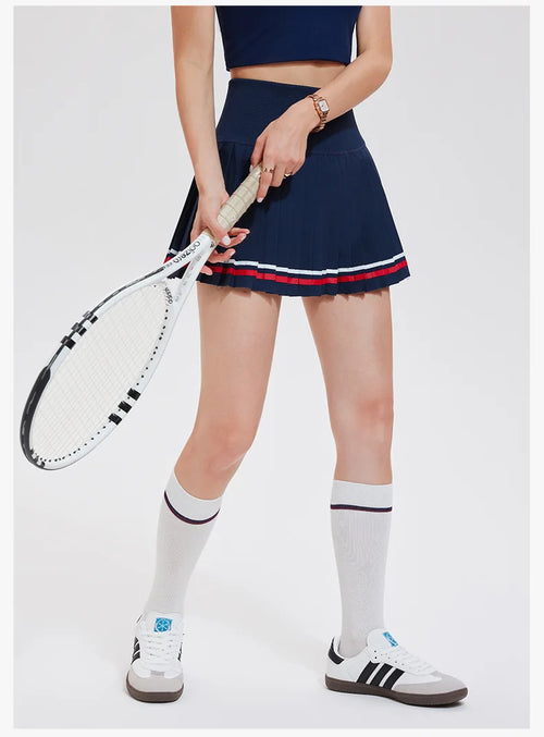 Women's Sporty Tennis Skirt Quick Dry Half-length Fitness Yoga Badminton with Lining Fashionable Pleated Short Skirt